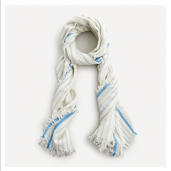 J. Crew Accessories - New J. Crew Lightweight Wool Scarf Striped With Eyelash Fringe